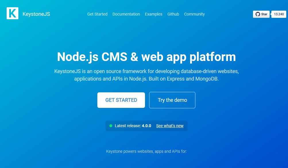 KeystoneJS ist ein bekanntes CMS-Framework mit NodeJS