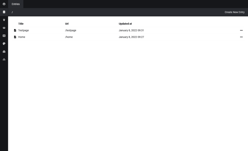 Screenshot vom Dashboard des CMS Flextype