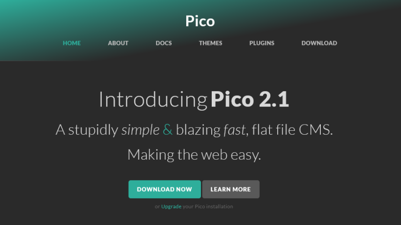 Screenshot von der Startseite des Flat File CMS Pico