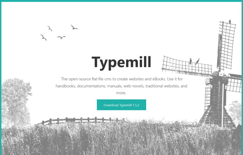 Screenshot der Homepage des Publisher-CMS Typemill